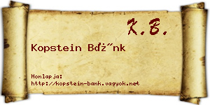 Kopstein Bánk névjegykártya